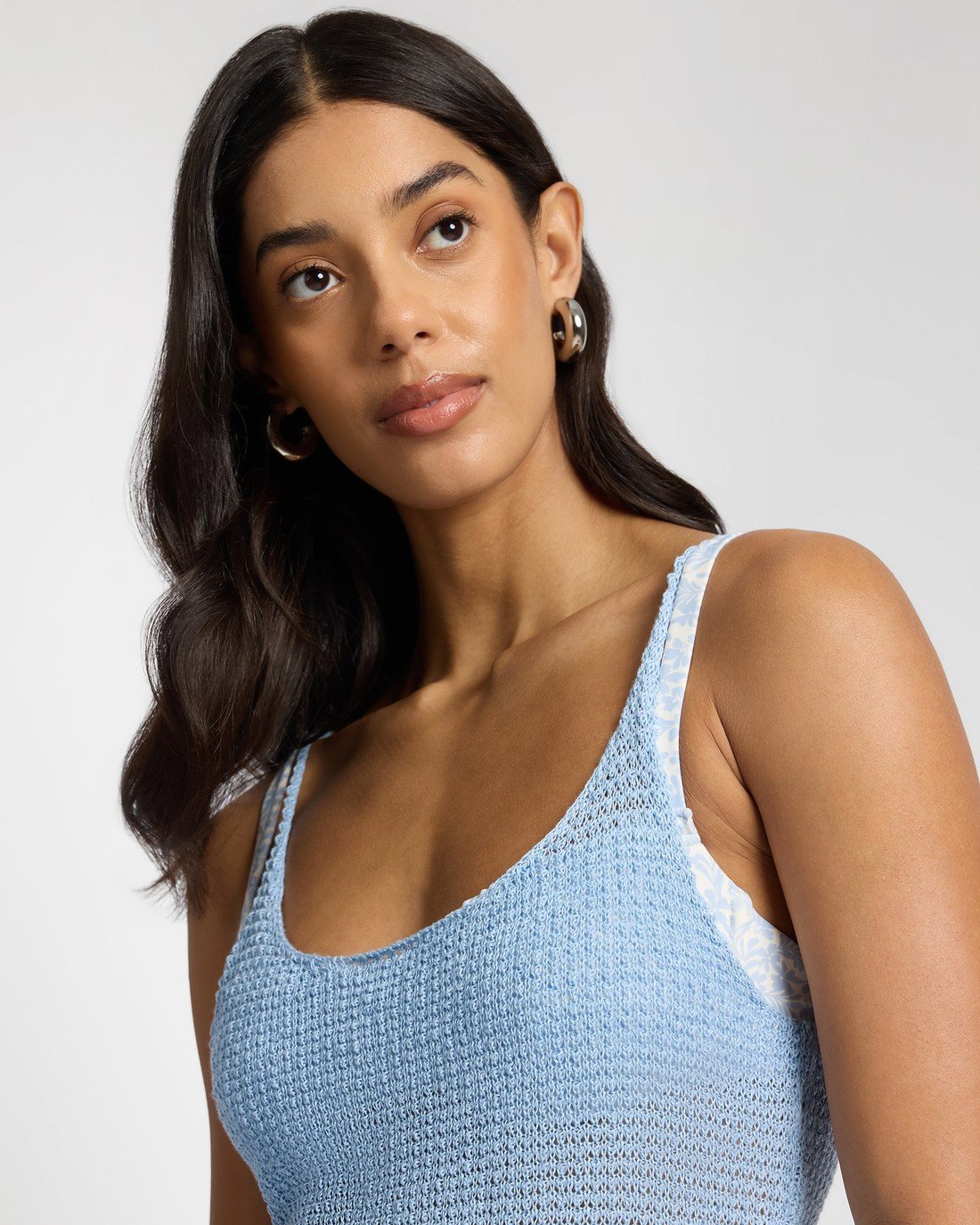 Textured Linen Sweater Scoop Maxi Dress detail