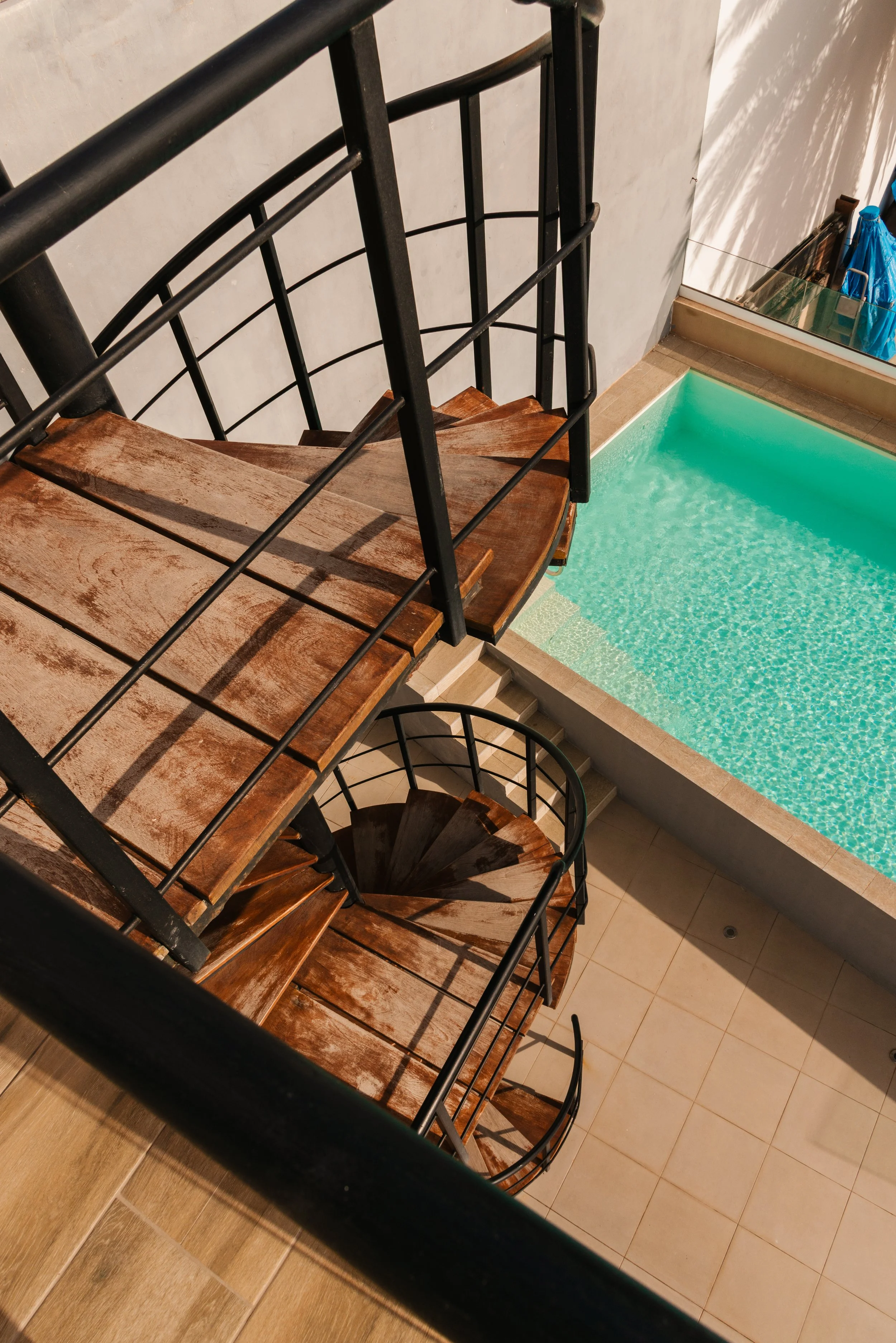 View of the pool from the stairs
