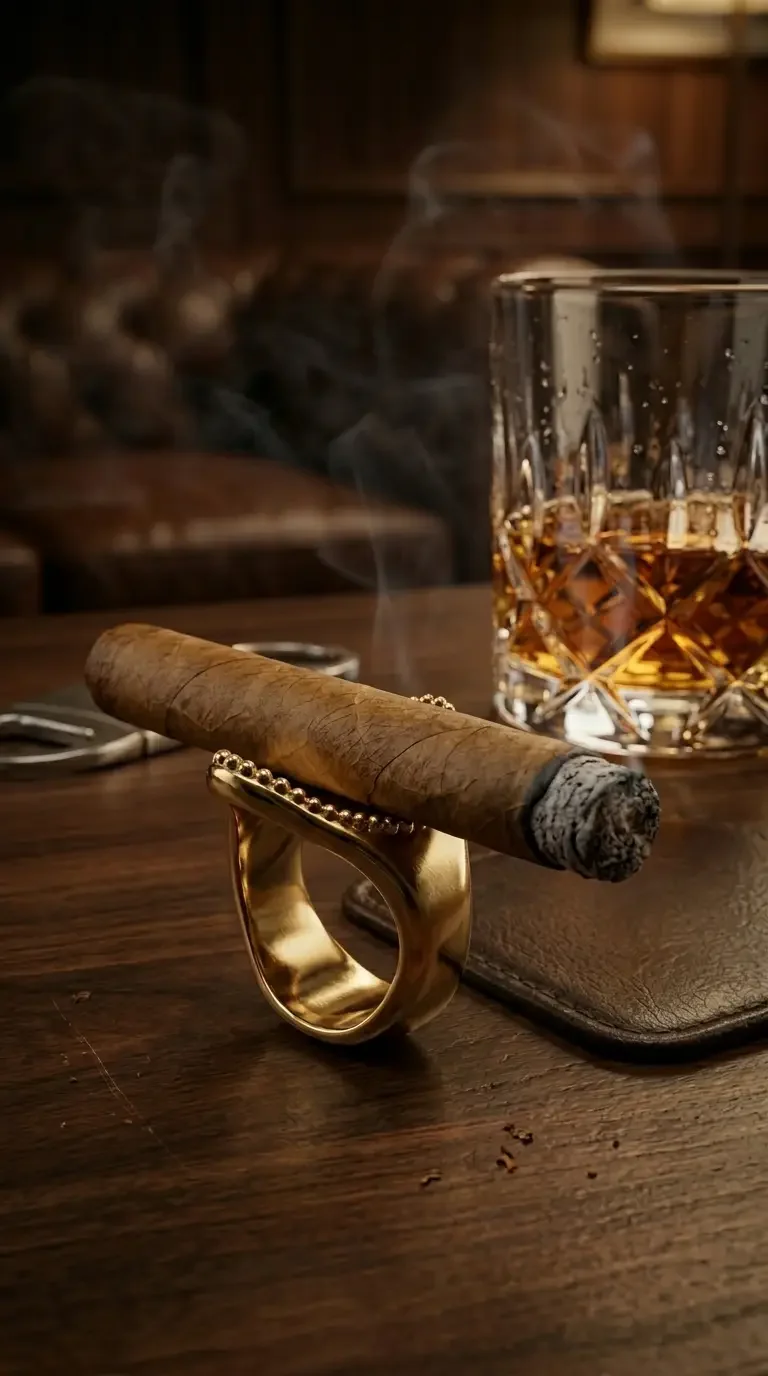Cigar resting on the ring