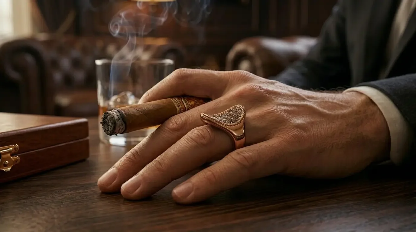 On the finger, with cigar