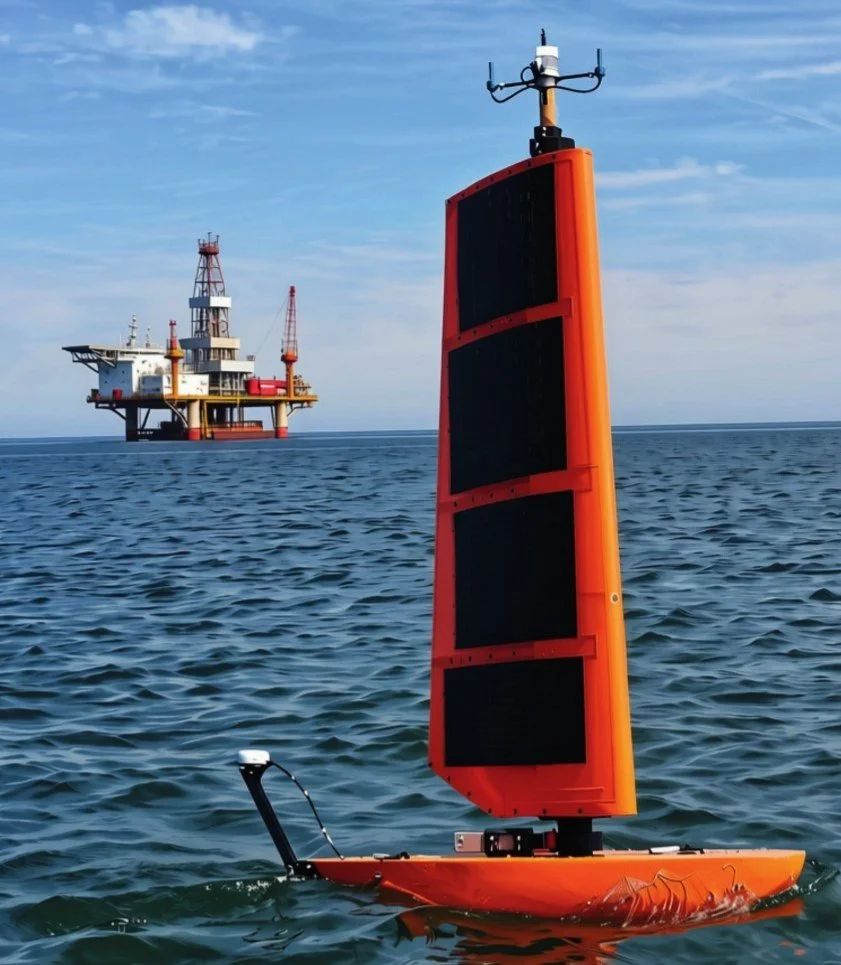 High-visibility orange HORUS near an offshore platform