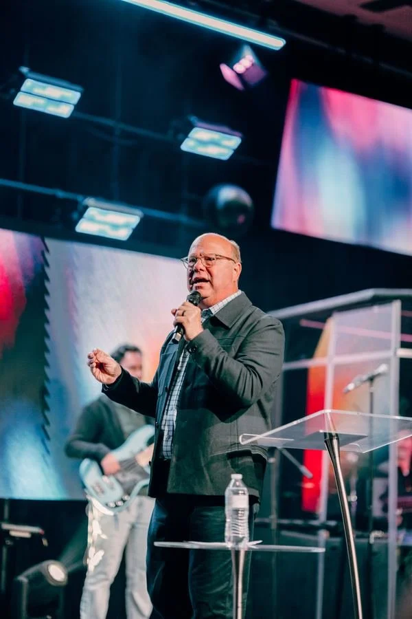 Preaching from the stage during a service