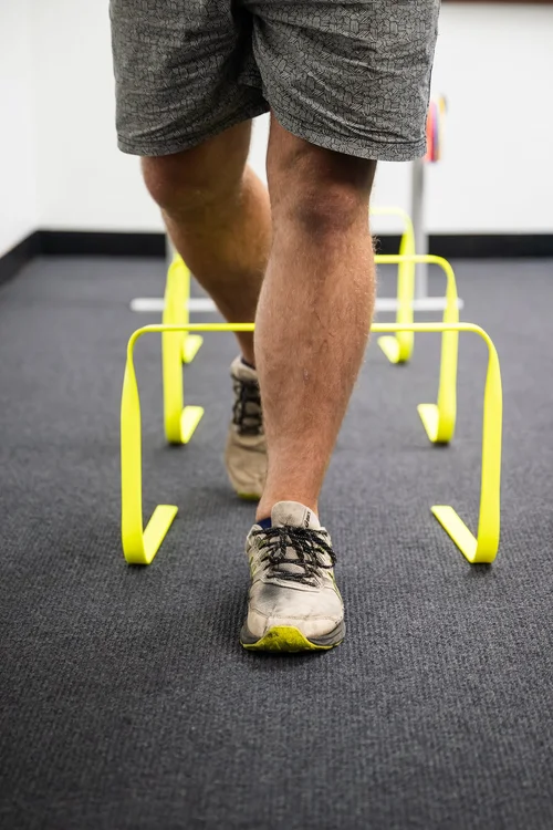 Agility hurdles used in injury rehabilitation