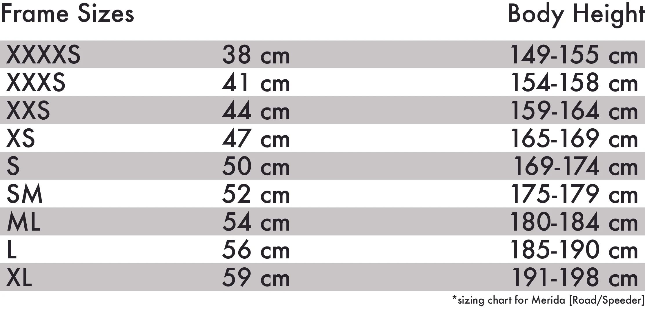 Merida Road Bike Size Chart Hot Sale 58 Off Www ulinarylab Com