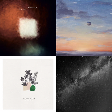 Four album covers to represent the first four songs on the November Spotify playlist.