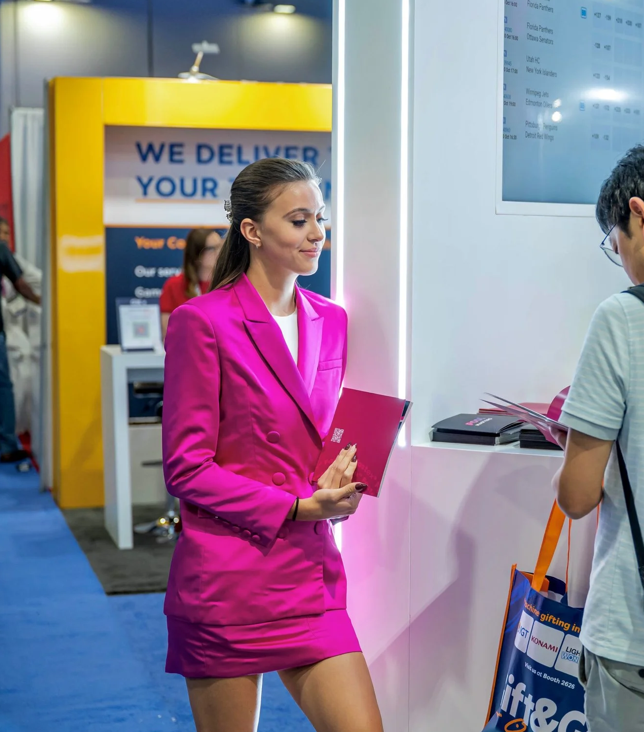 Trade show model representing an exhibitor in Las Vegas