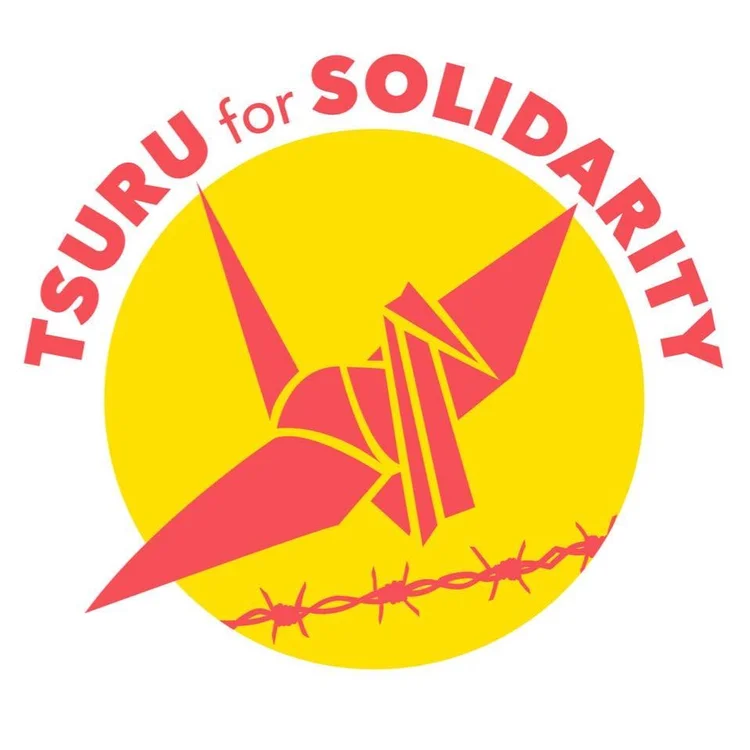 Tsuru for Solidarity logo (which is a paper crane in a circle with an image of barbed wire).  This post is about the Job Openings with Tsuru for Solidarity, Director of Operations and Community Organizer.