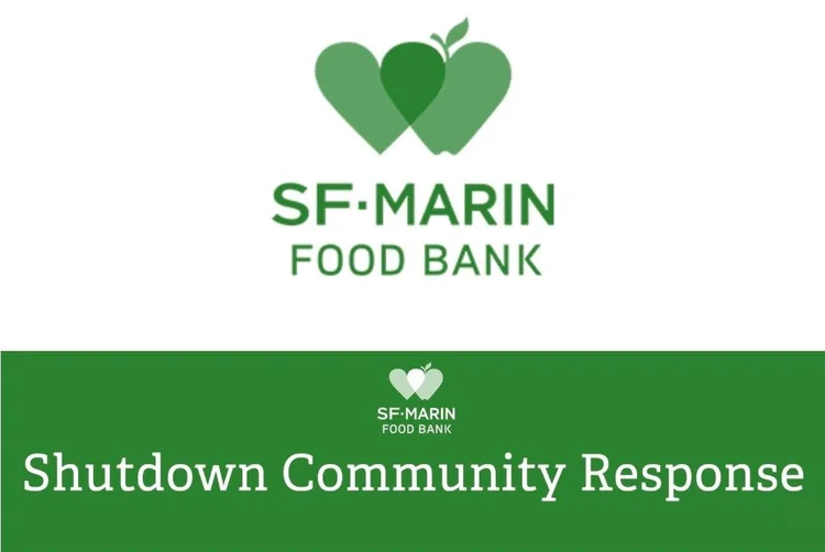 SF Marin Food Bank logo and announcement of their community response in light of SNAP ending.