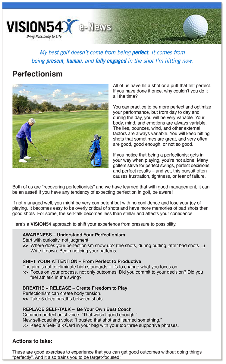 VISION54 eNews v10.25 – Perfectionism