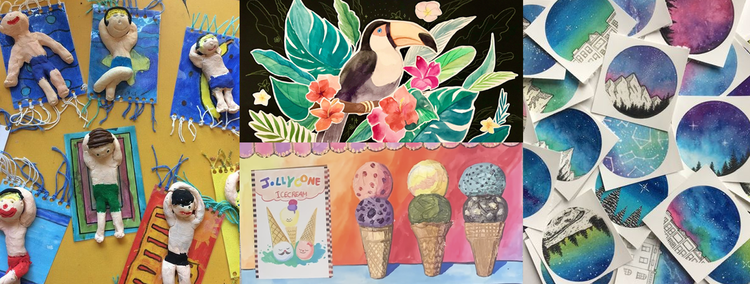 Studio Art sample works: drawings, paintings, and crafts