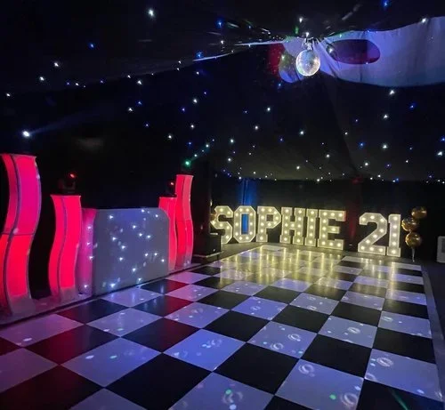 Rustic LOVE letters with bride and groom