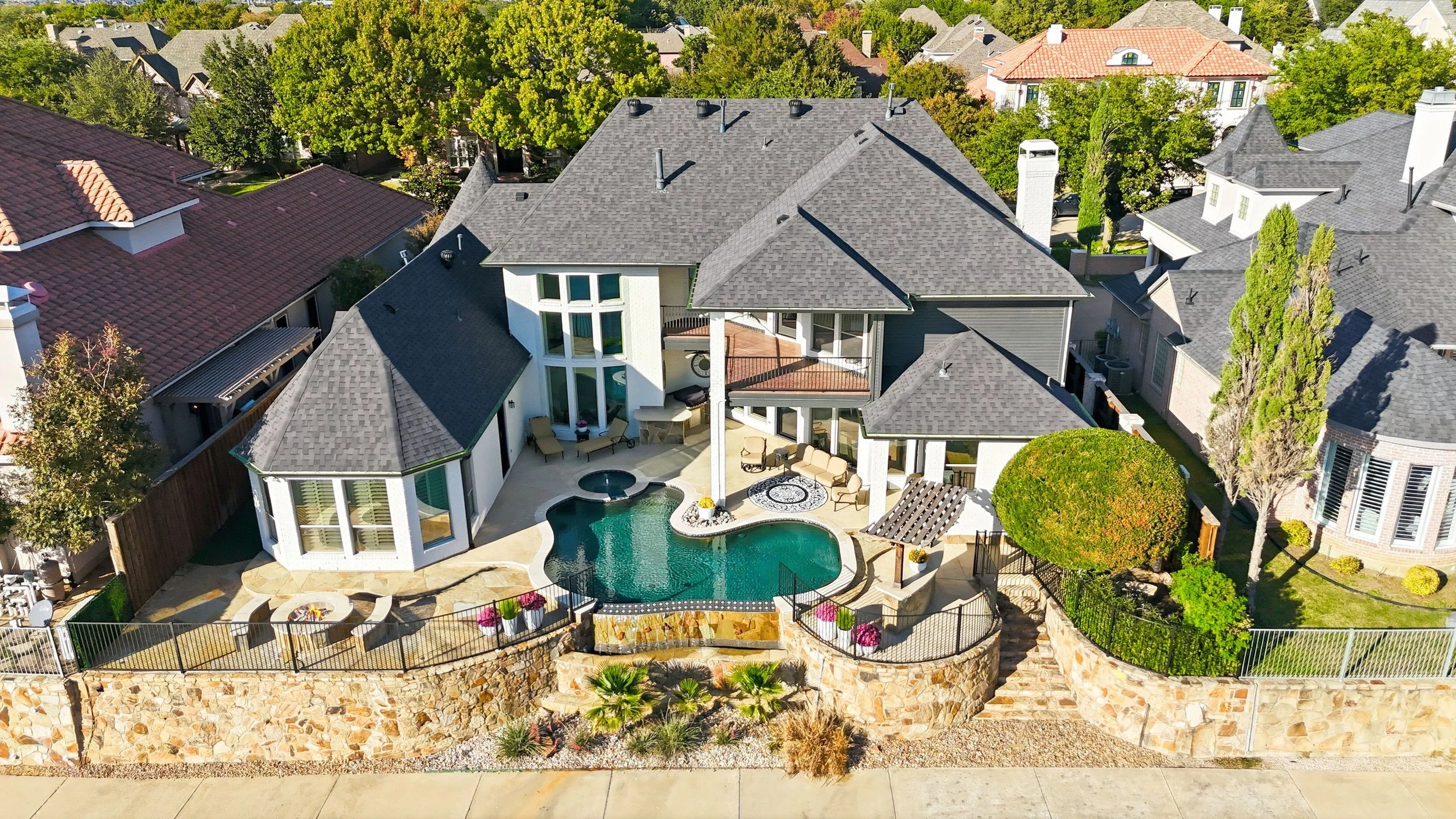 Aerial house and pool