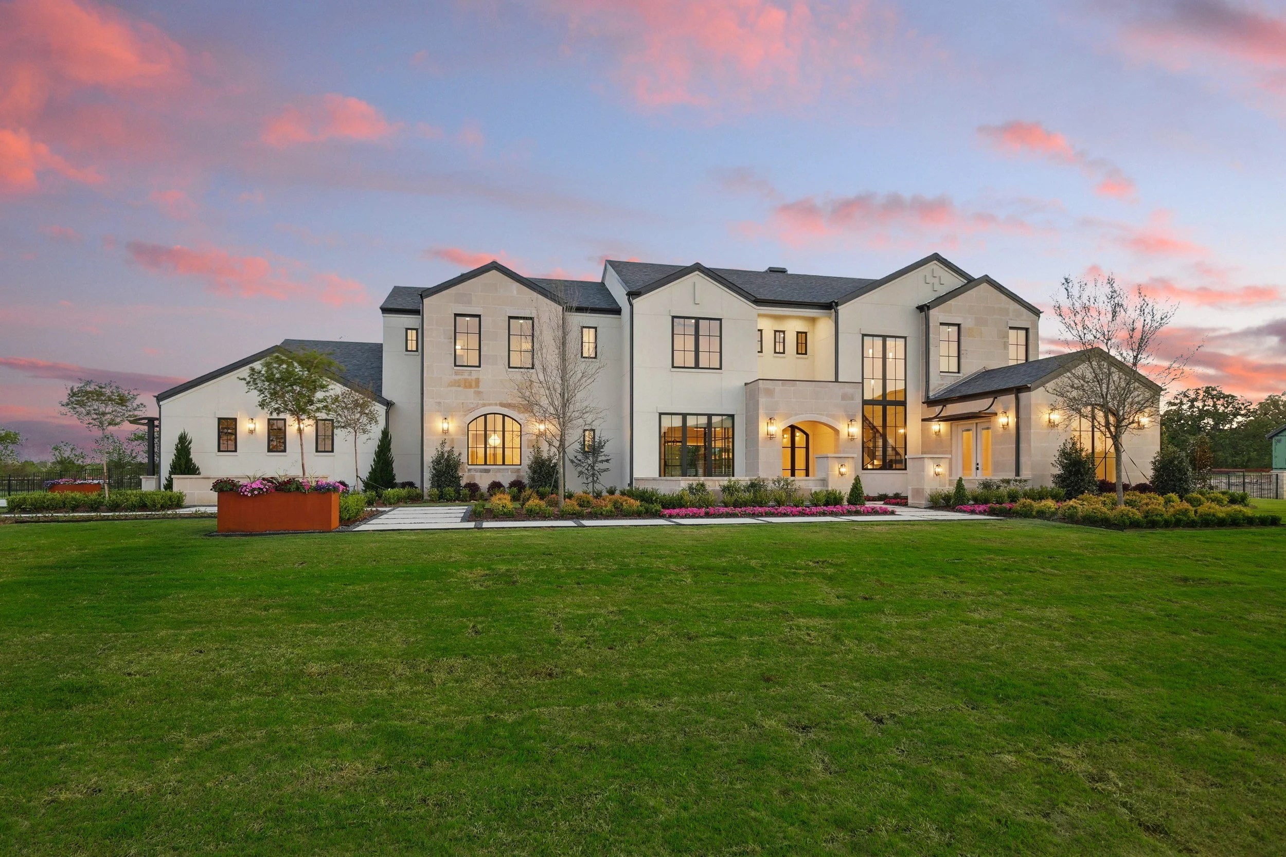 Home photographed at twilight