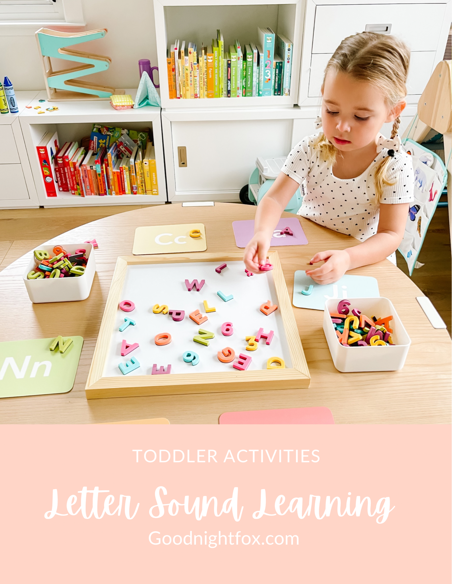 Magnetic letter board blending practice