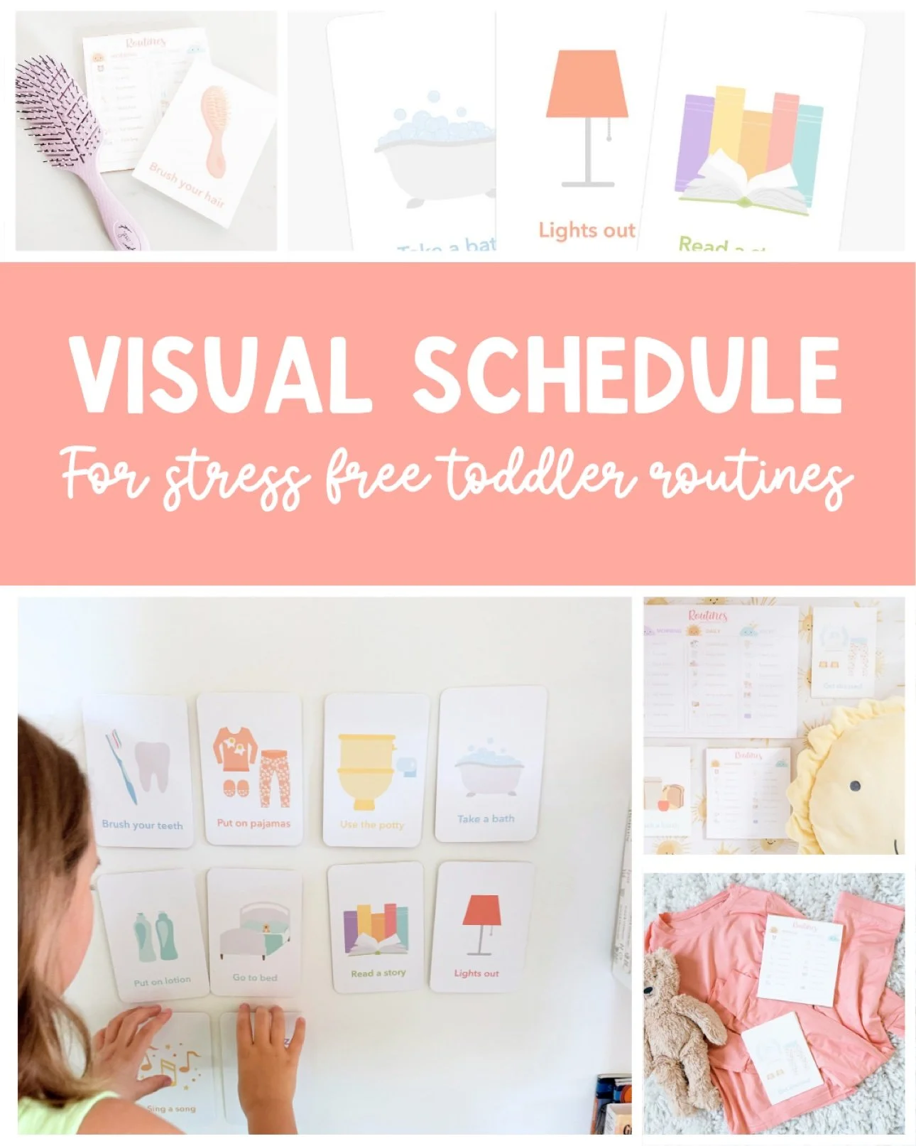 Visual schedule for toddlers — stress-free morning and bedtime routine cards