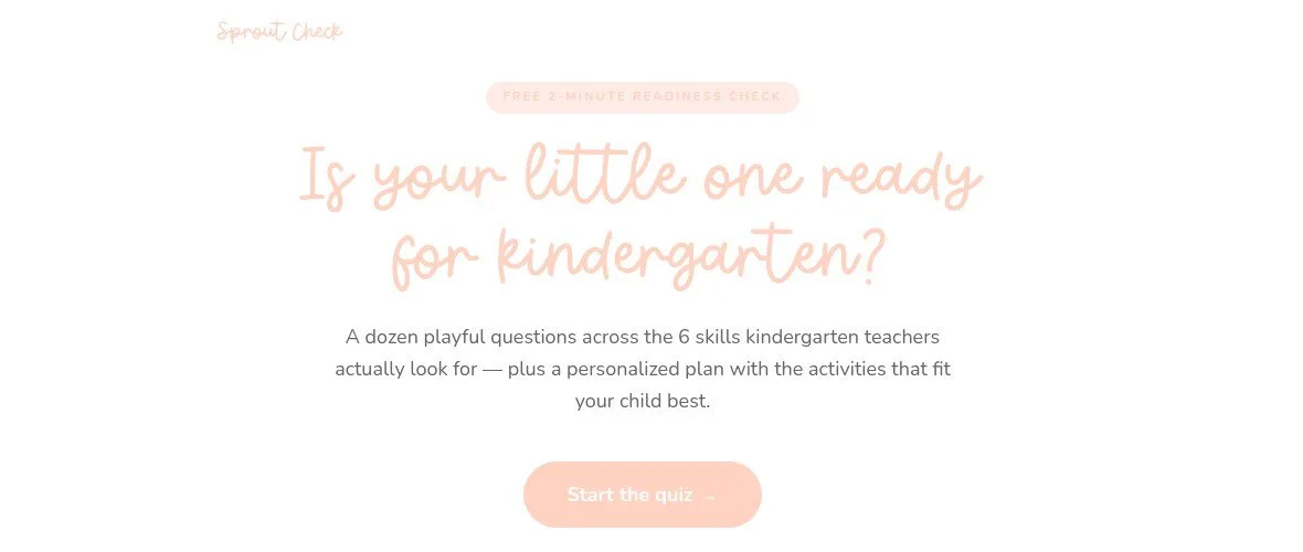 Sprout Check free 2-minute kindergarten readiness quiz: Is your little one ready for kindergarten?