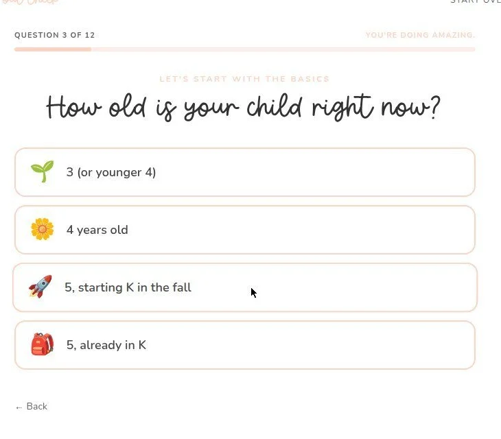 A Sprout Check quiz question with big, friendly tap-to-answer choices
