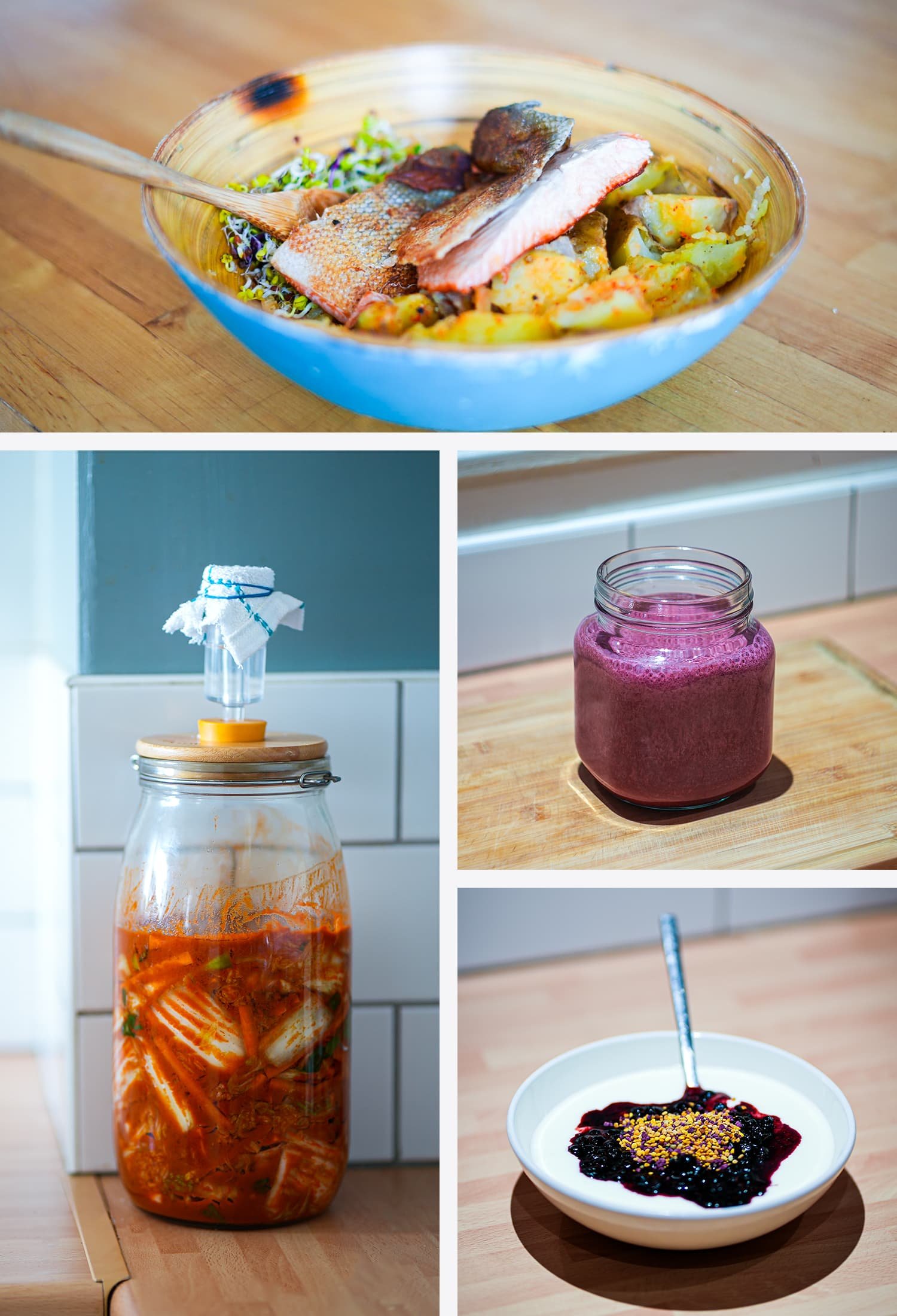 Collage of nutrient-dense meals including functional foods for optimized nutrition and personalized health plans.