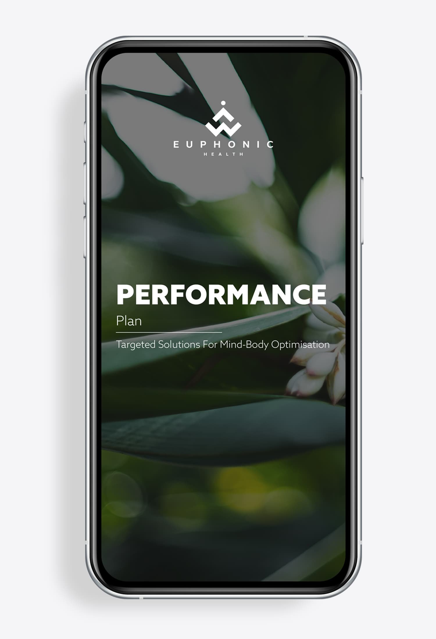 Performance plan displayed on a smartphone, emphasizing brain-body optimization for peak performance.