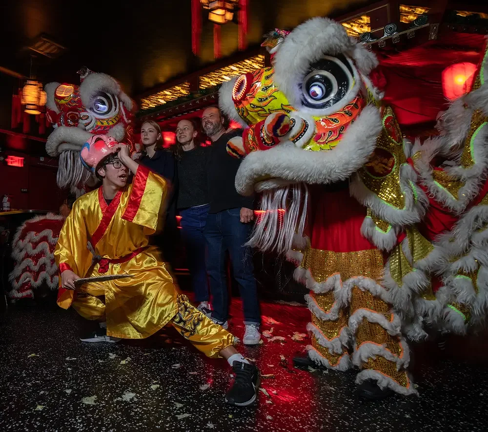 Lion dance performance at The Formosa Café