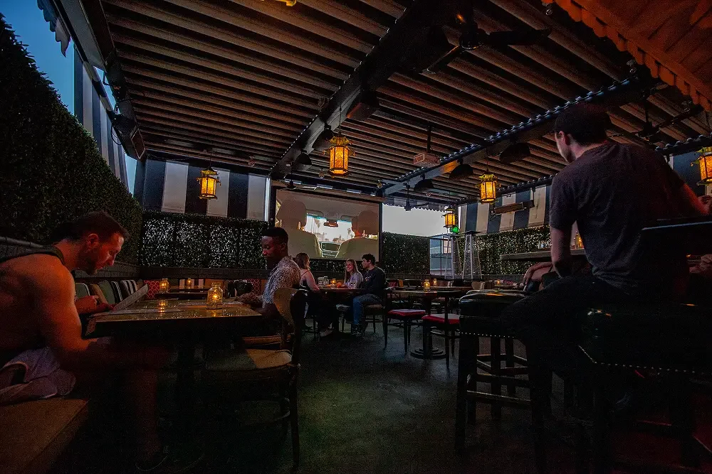 The Formosa Café patio at night