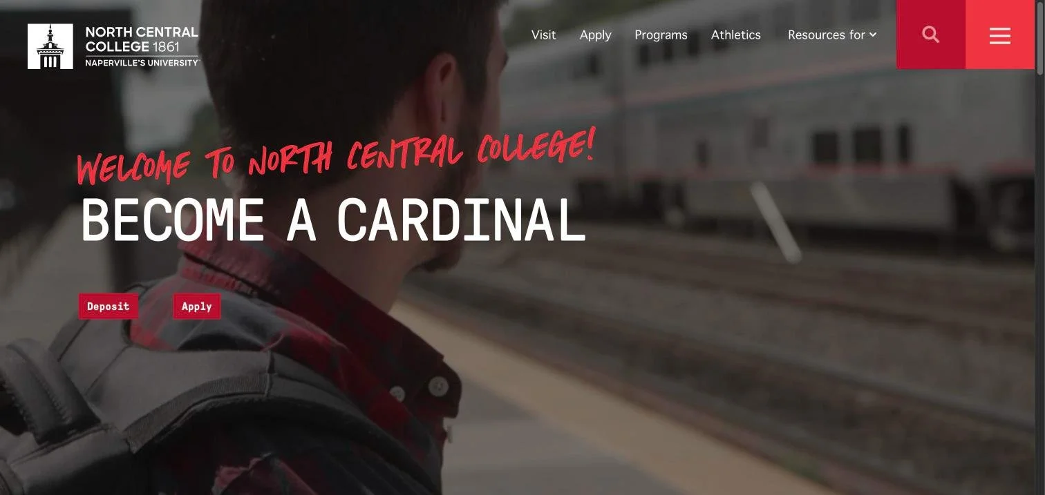 North Central College homepage in October 2026, with 