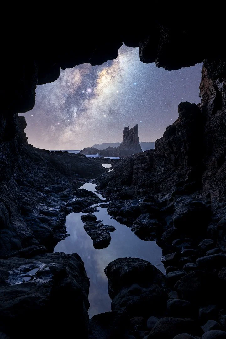 Milky Way twilight blend above Cathedral Rock on the NSW South Coast