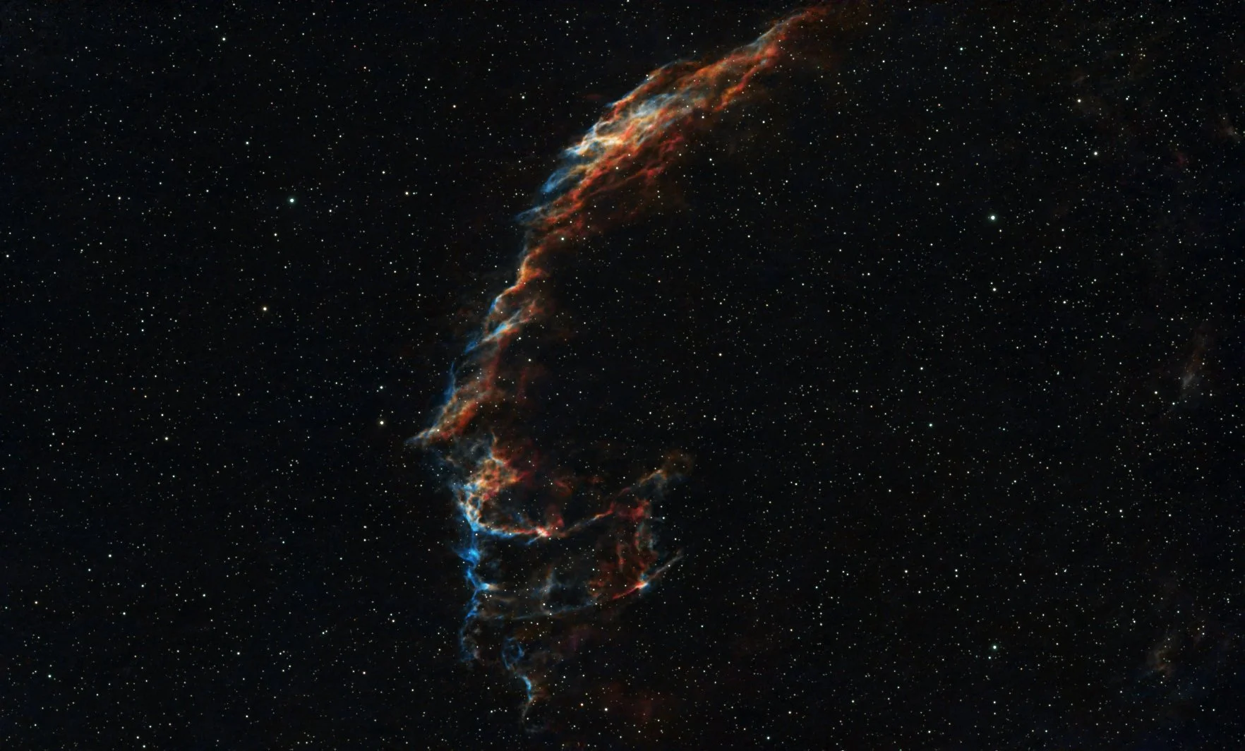 Eastern Veil Nebula captured with the DWARF Mini using 89 180-second Duo-Band exposures.