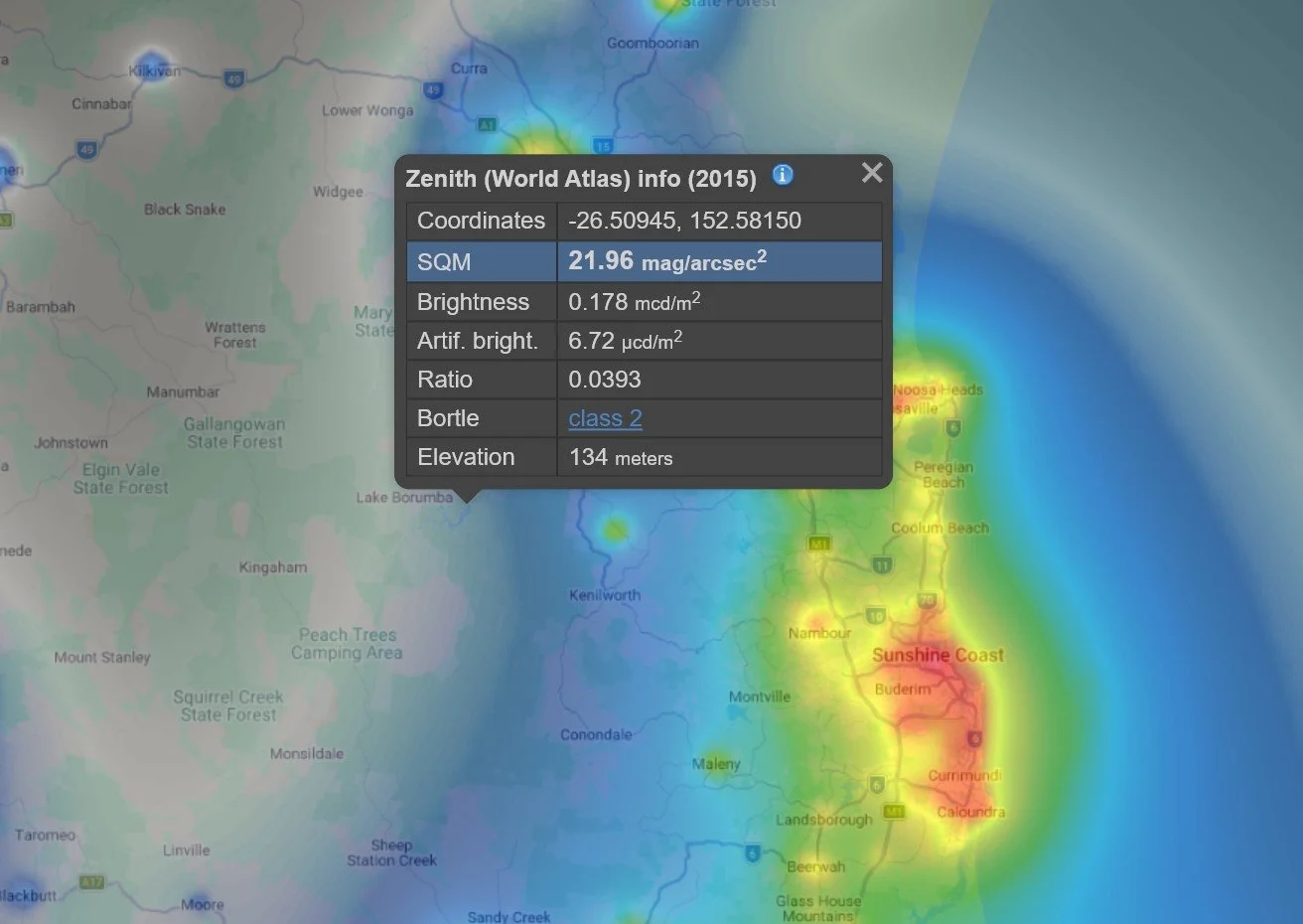 Light pollution map SEQ