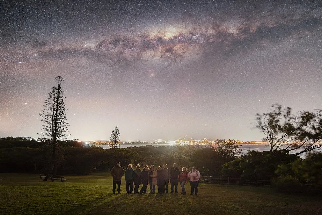 Nikon School group at Point Cartwright Lighthouse on the Sunshine Coast during a night photography session