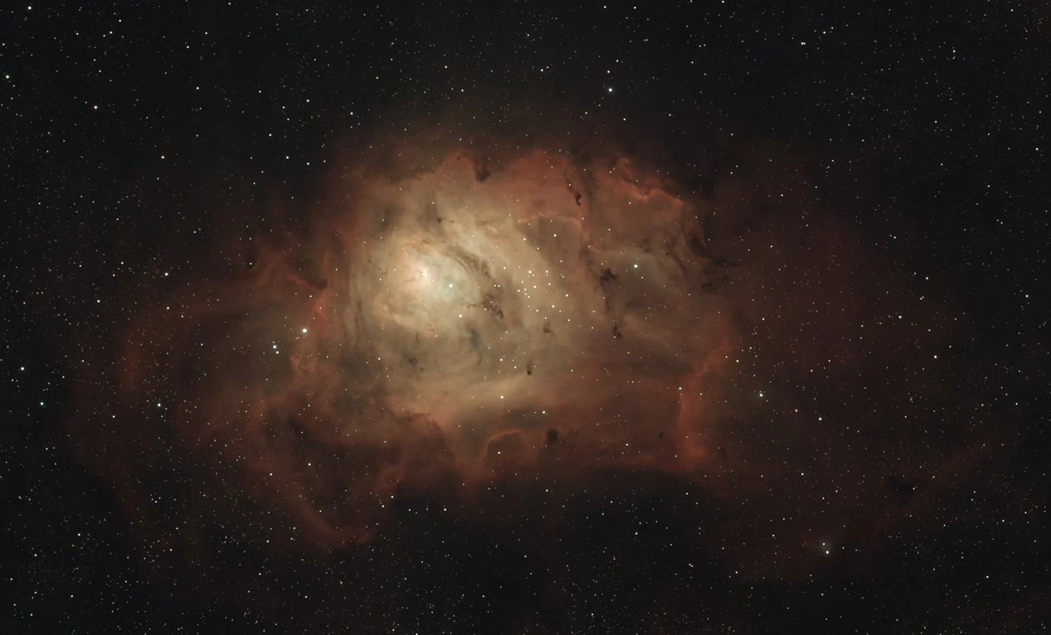 M8 Lagoon Nebula captured with 176 30-second DWARF Mini exposures for 88 minutes of total integration.