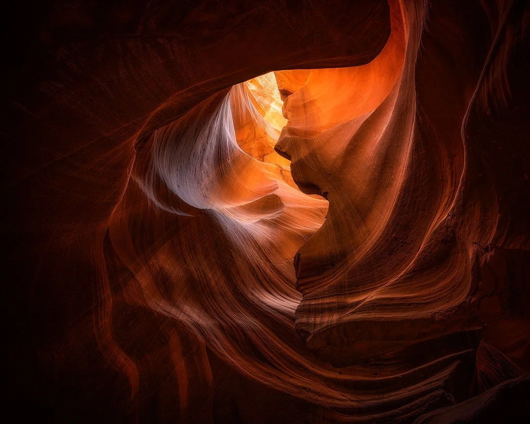Sculptural sandstone detail inside Antelope Canyon photographed by Dylan Knight