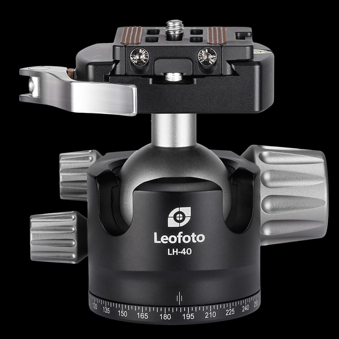 Leofoto LH-40LR ball head with lever release for precise tripod control