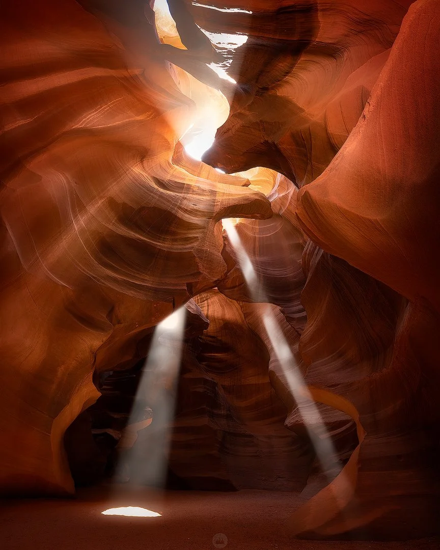Antelope Canyon light beams photograph by Dylan Knight