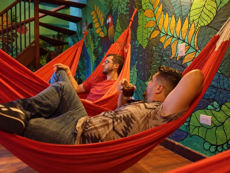 Hammocks and jungle mural