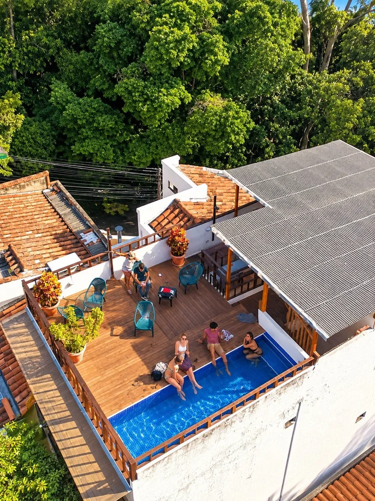Rooftop pool seen from above