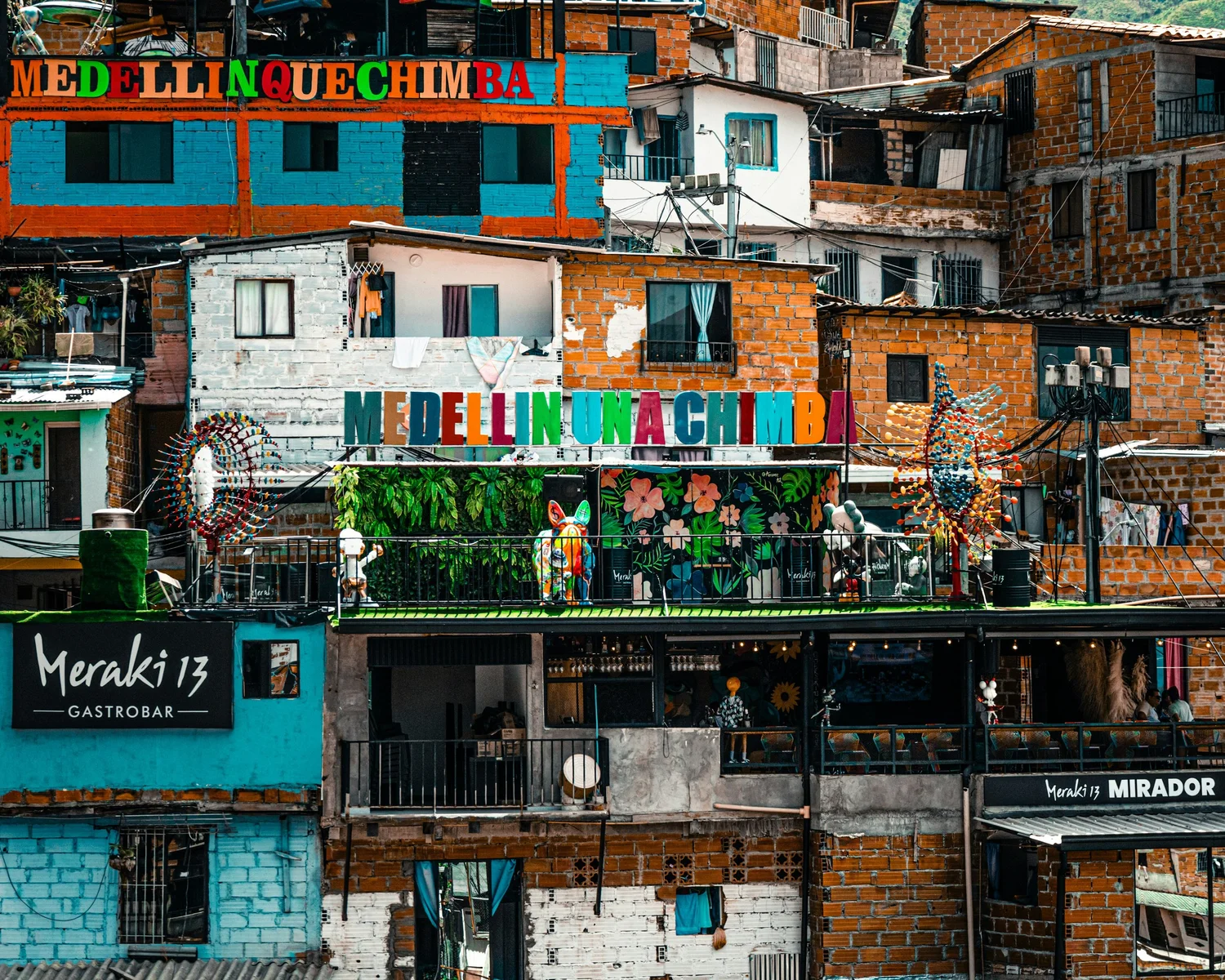 Colorful houses of Comuna 13 on the hillside