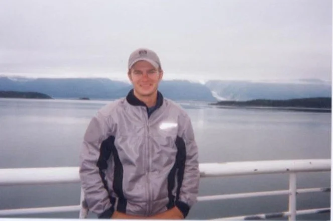 Paul on a ferry on the way north