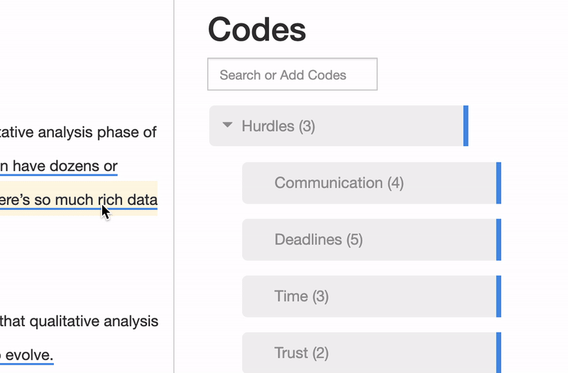 Merging codes in Delve