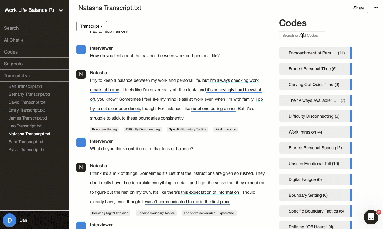 Delve Axial Coding Demo