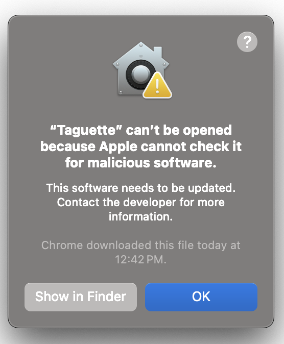 Taguette install error screenshot