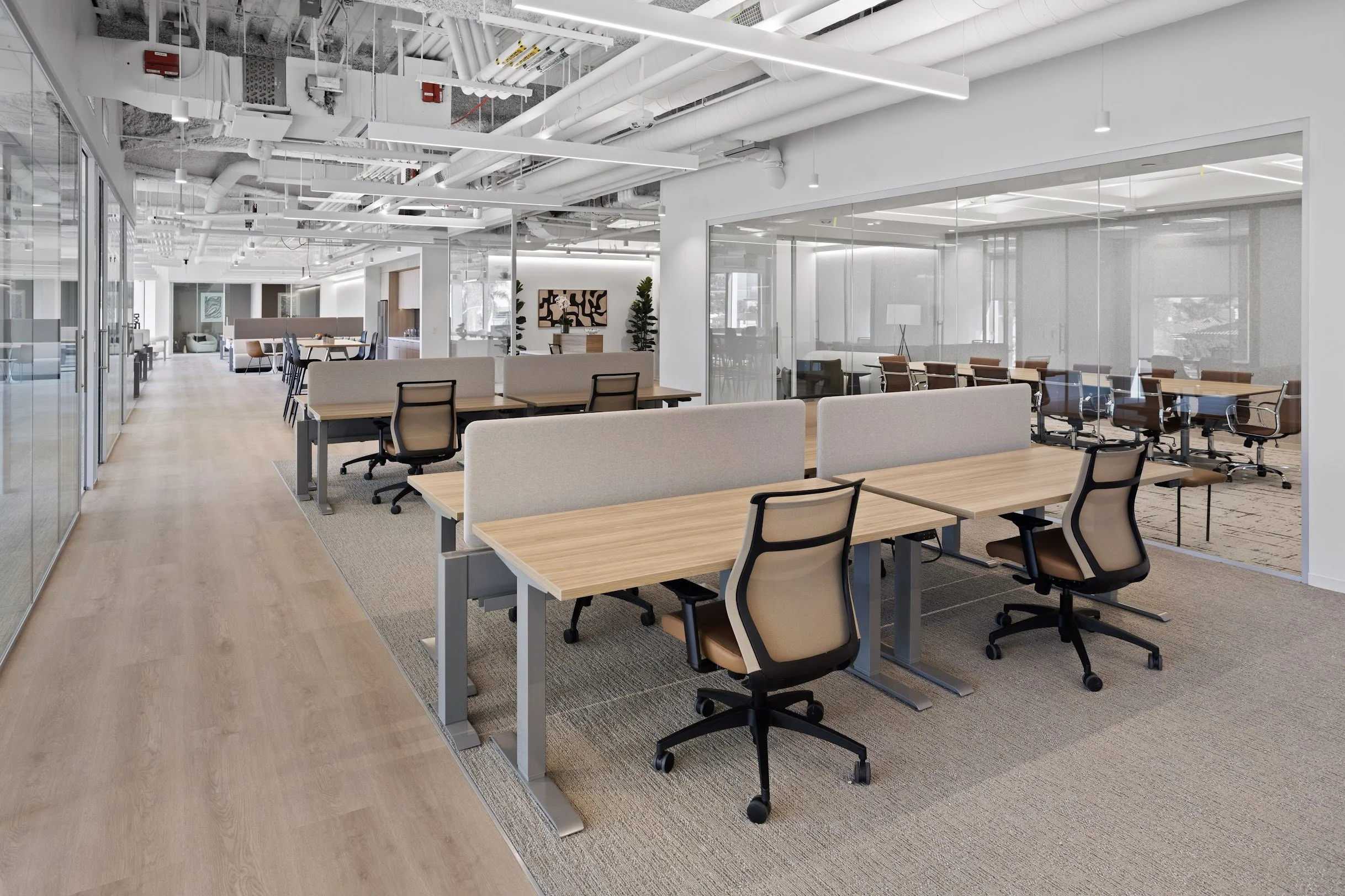 Executive desks and workstations in a Los Angeles office