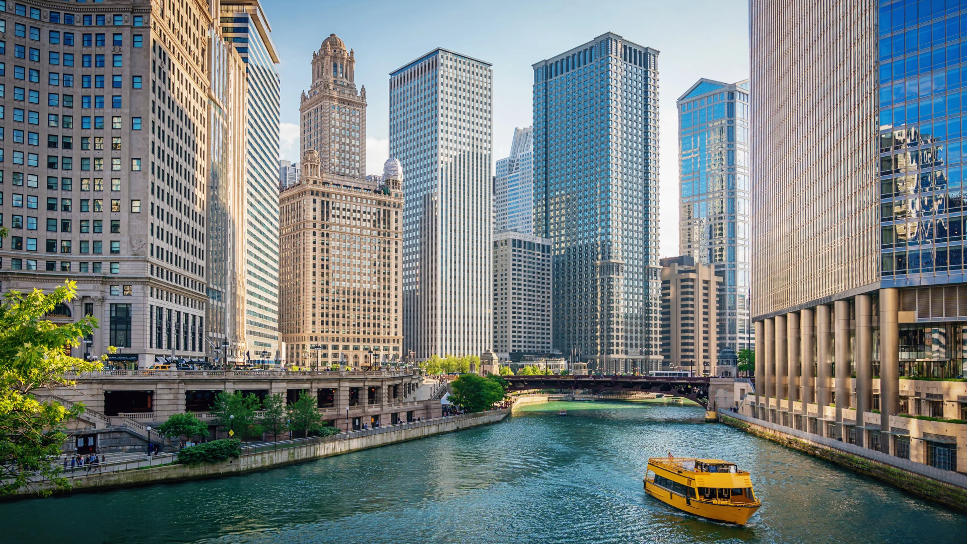 Chicago skyline, served by Source COI commercial office furniture