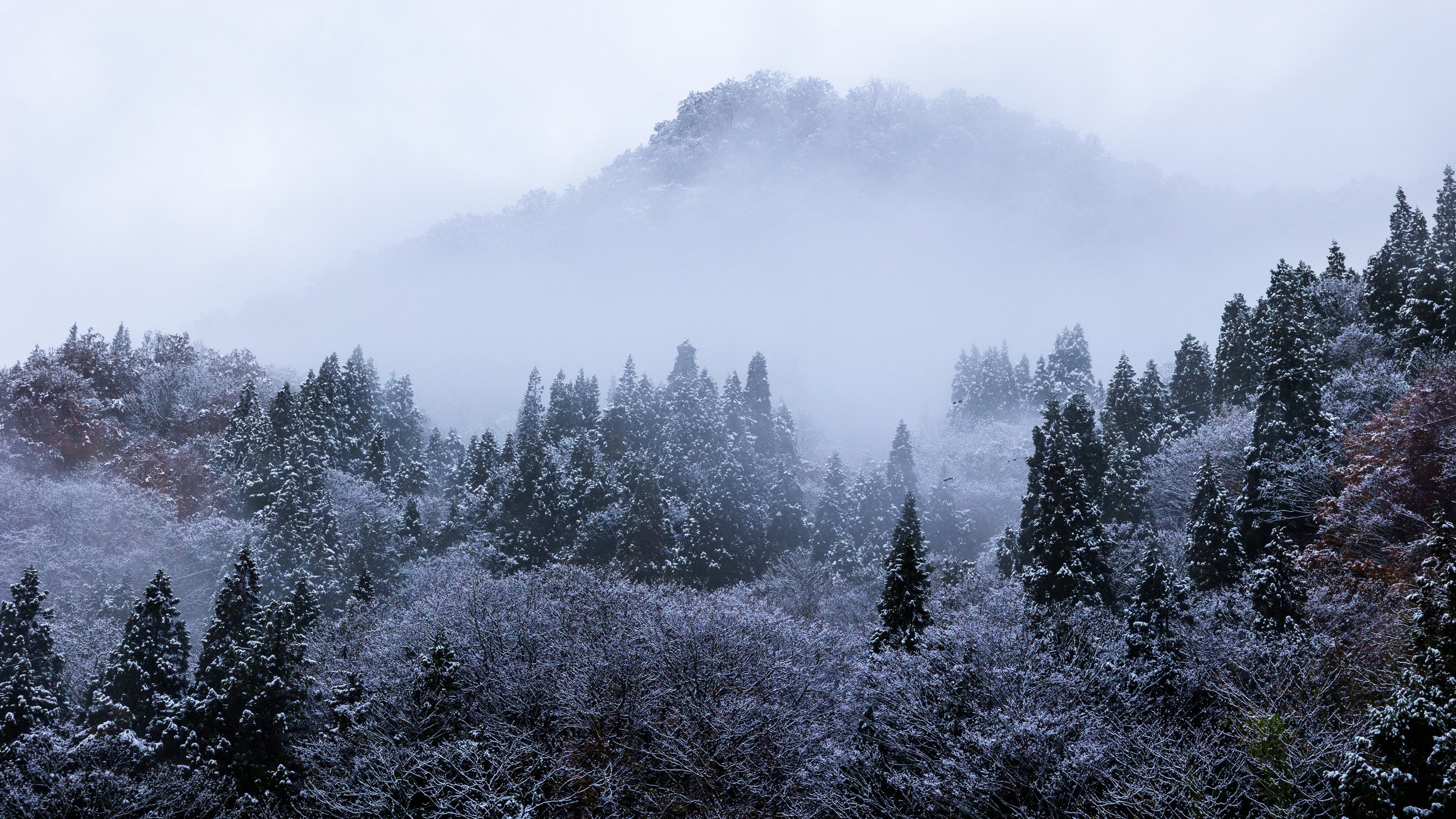 Snow-covered traditional village in Japan