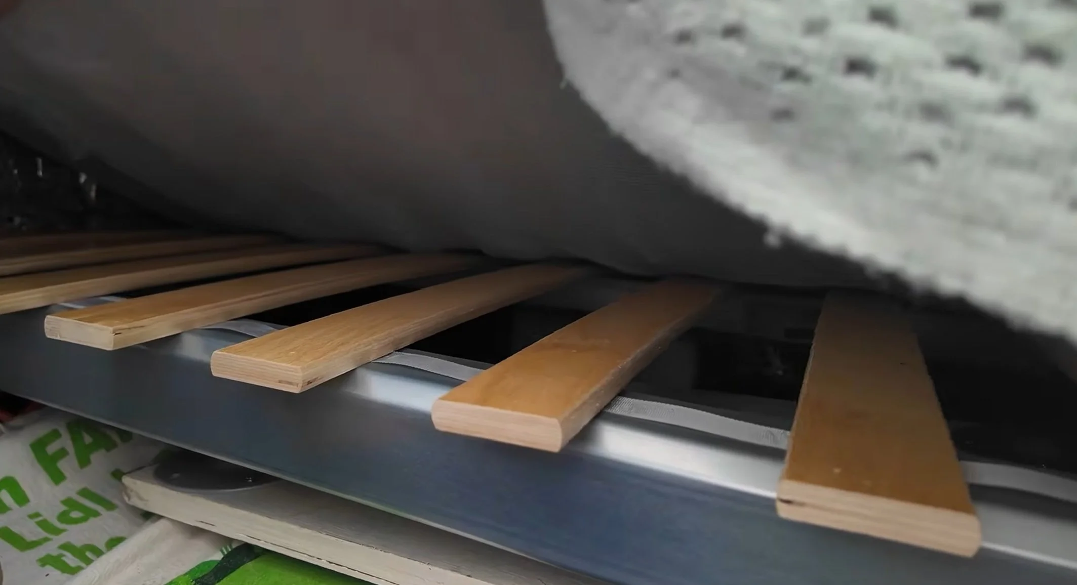 The bed frame with IKEA slats
