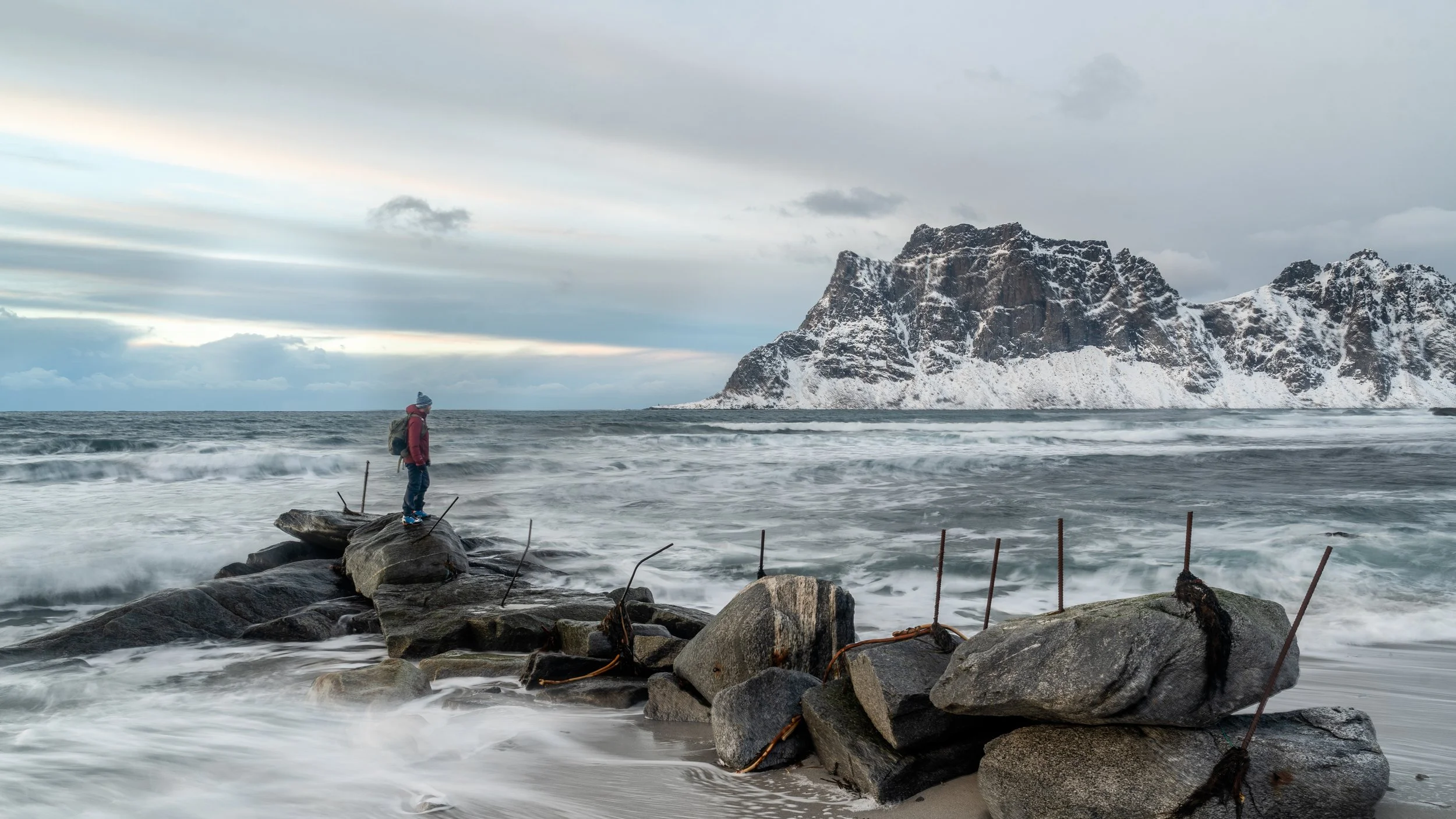 Brendan van Son on the rocks at Uttakleiv