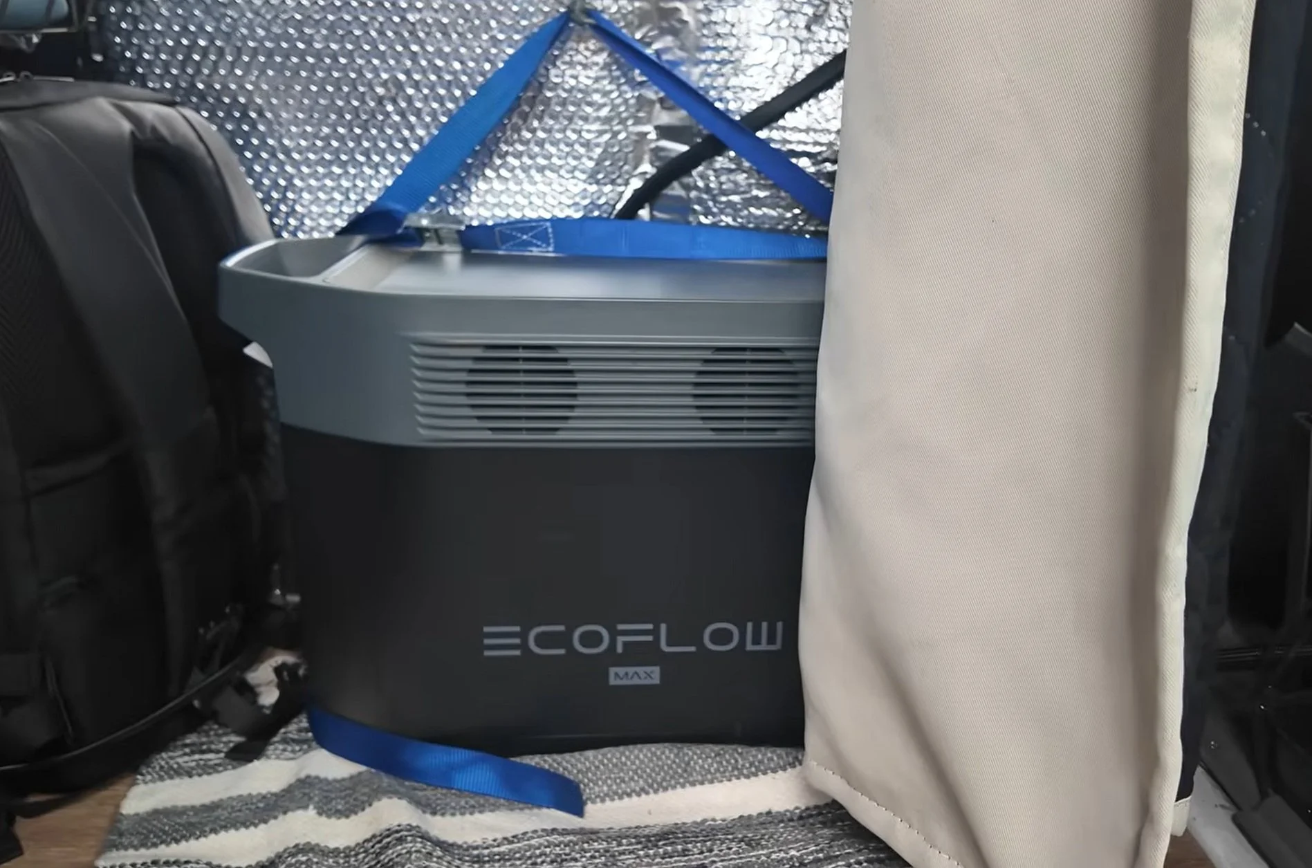 The EcoFlow battery setup