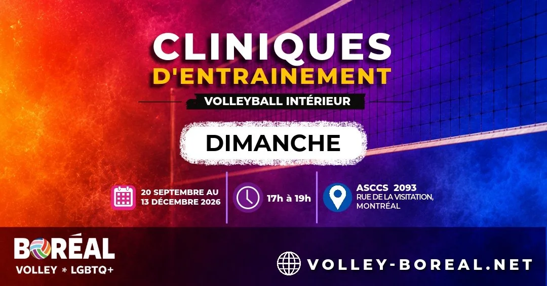 Cliniques d'entraînement Volley Boréal - Dimanche - Automne 2026