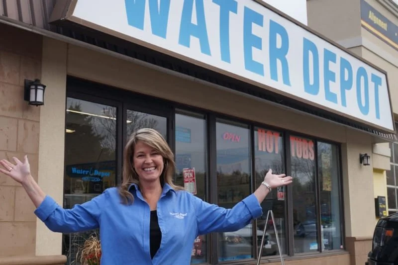 Water Depot franchise owner at storefront
