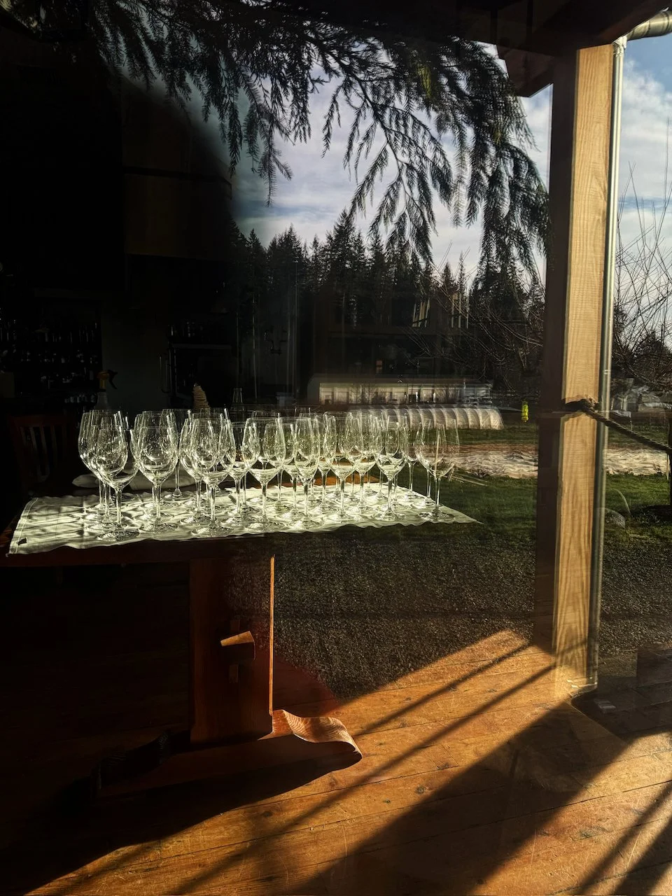 sunset lighting of inside Orchard Kitchen restaurant